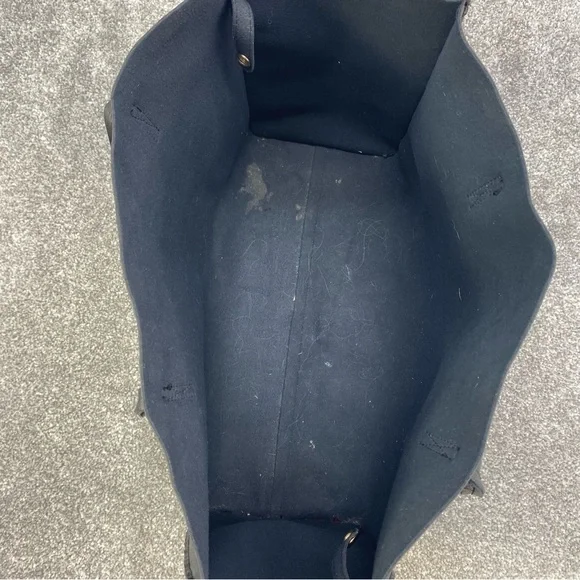 BLACK FAUX LEATHER TOTE BAG SHOULDER HANDBAG CARRY Y2K - Picture 5 of 5